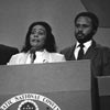 Coretta Scott King is flanked by her four children as she speaks at the 1984 Democratic Convention