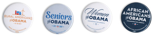 political buttons of some democratic caucus groups