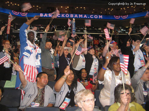 Democrats waving flags