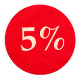 Sticker with 5% on it