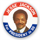 button reading Jesse Jackson for President in 88