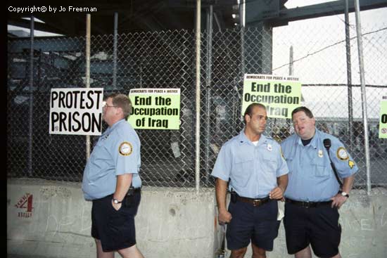 Cops guard the protest prison 