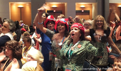 Women cheer for Obama