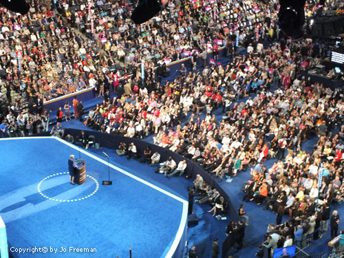 an overhead view of the DNC arena