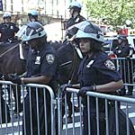 Police and fences lined the route