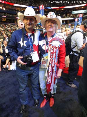 Elaborately dressed Texan delagates