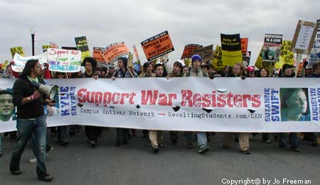 marching across the bridge