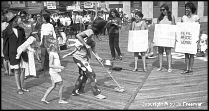 Performing a skit on the boardwalk.